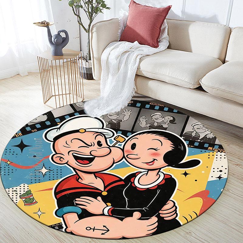 Popeye the Sailor Man,Round Area Rug,Carpet Rug for Living Room Bedroom Sofa Playroom Decor,Non-slip Floor Mat