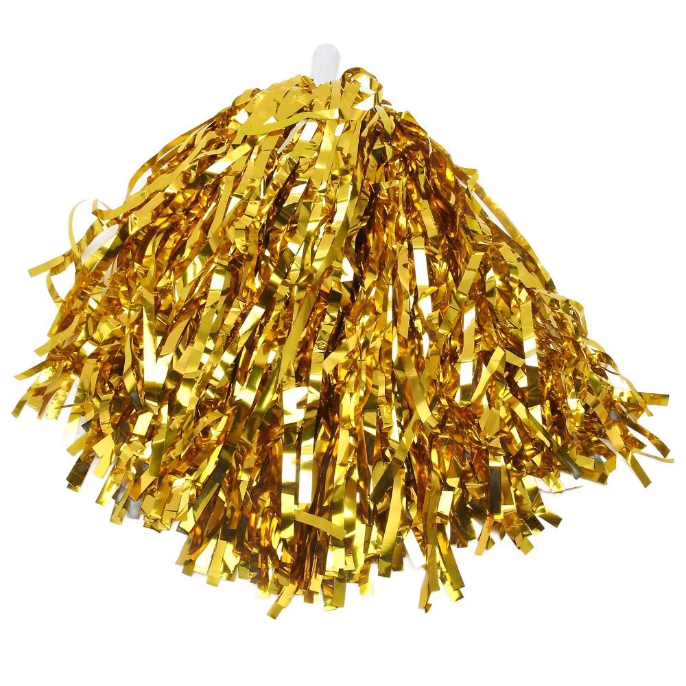 20PCS Metallic Foil Cheering Hand Flowers PET Sports Team Pom Poms For Sports Party