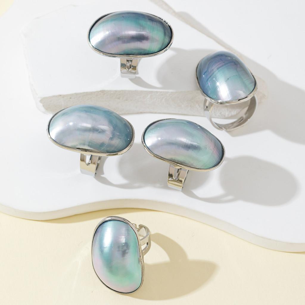 Schelp Open Ring Uniseks Verstelbare Sieraden Met Gegalvaniseerde Afwerking Voor Zomer Mode