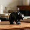 3D Printed Black Bear Figurine Ornament Matte Black Sculpture with Stable Base Modern Minimalist Decor for Shelf Table Display Graduation Gift