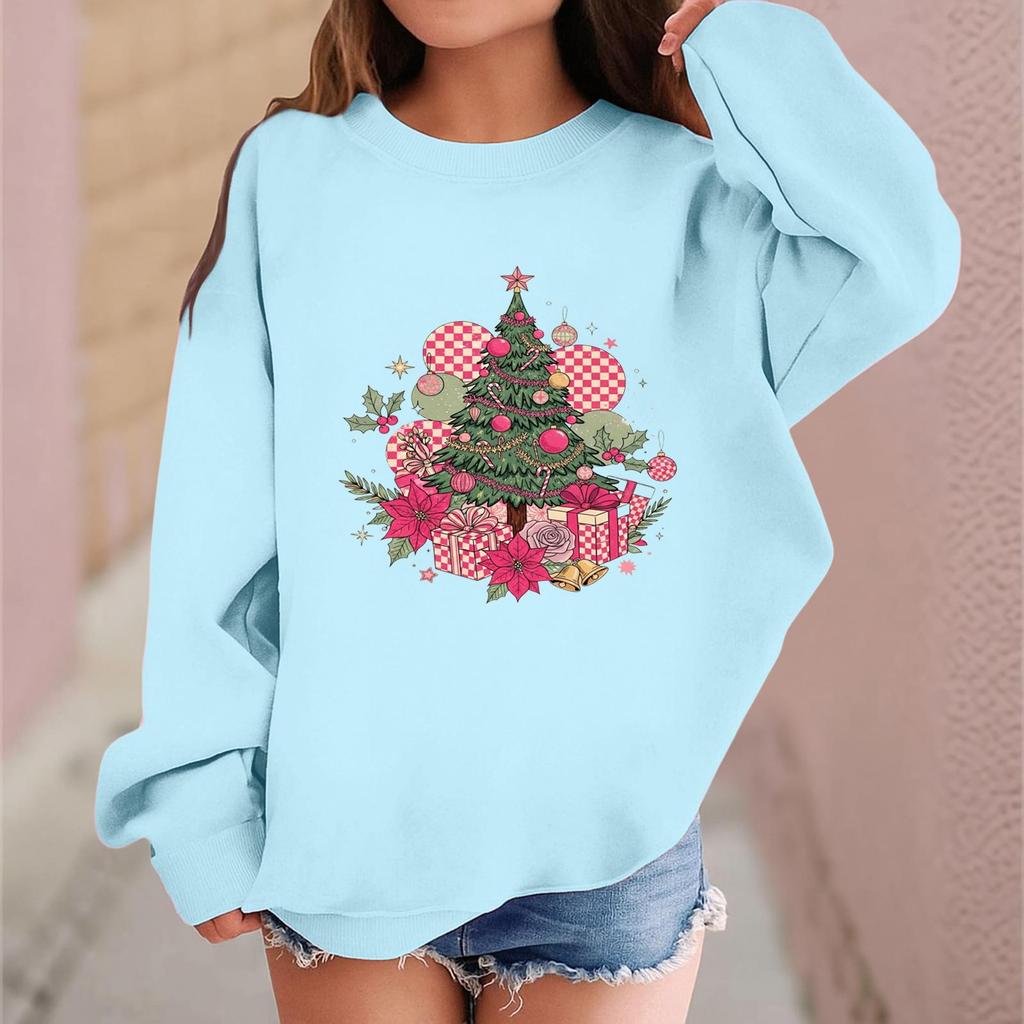 Children's Fashionable Casual Long-sleeved Loose Christmas Print Pullover Sweatshirt