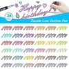 Double Line Outline Markers, 36 Colors Super Squiggles Shimmer Outline Marker Pen Set, Self Outline