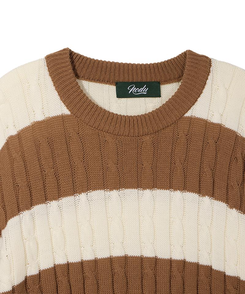 NODU Cable Stripe Round Knit [Beige]