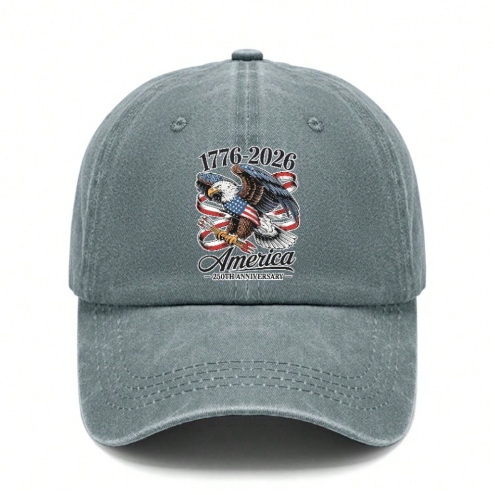 [Vintage American Flag Cap] 250 Years Of Freedom 1776-2026 Print Unisex Polyester Adjustable Breathable Sun Protection Baseball Hat For Patriotic
