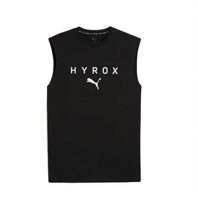 X Hyrox Logo Comfortable Breathable Soft Training Knit Crew Neck Vest Men Tops Black 527176-01