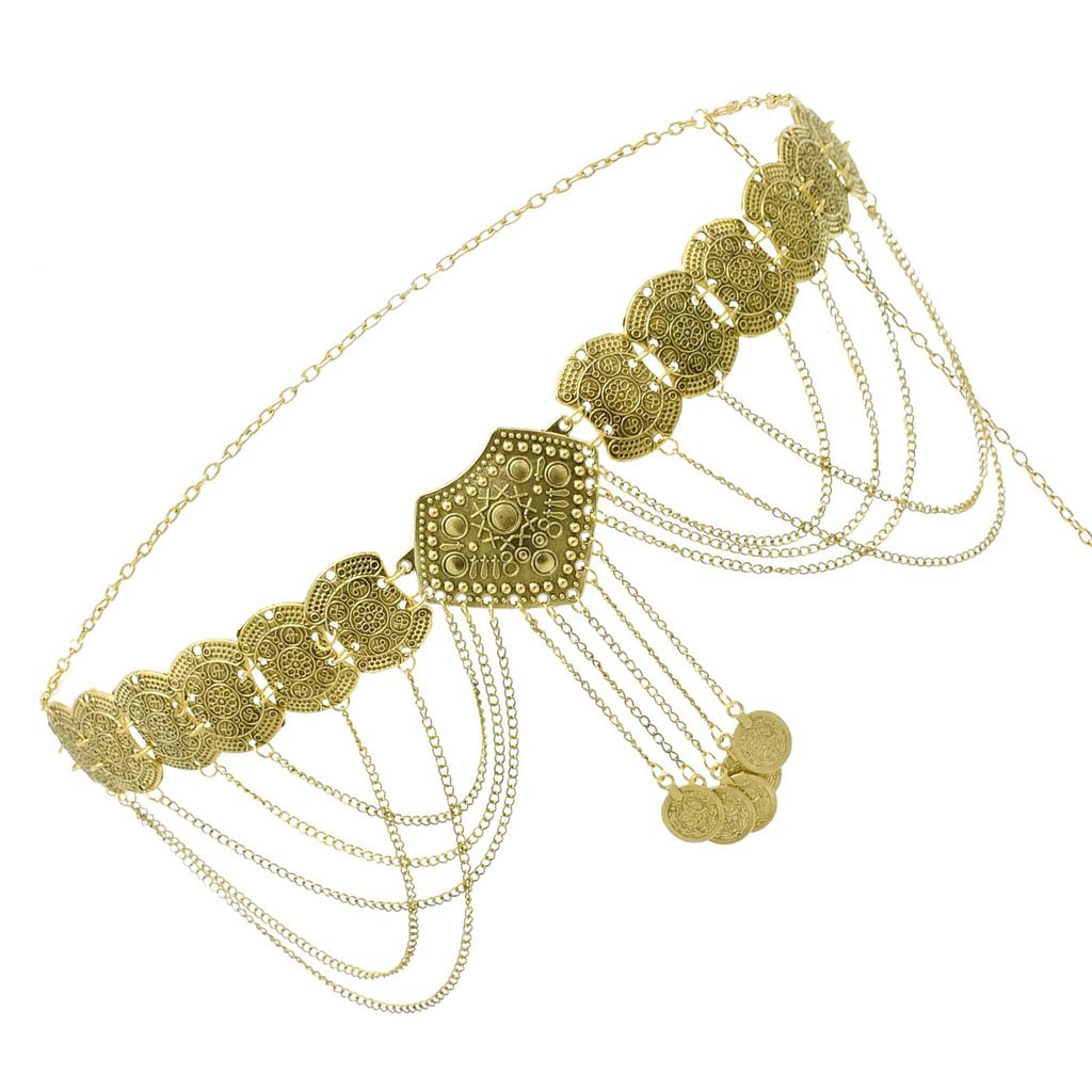 Hollowed Coin Waist Chain Lady Dress Chain Ethnic Waist Jewelry Accessory Aesthetic Chain Belt Party Waist Decoration