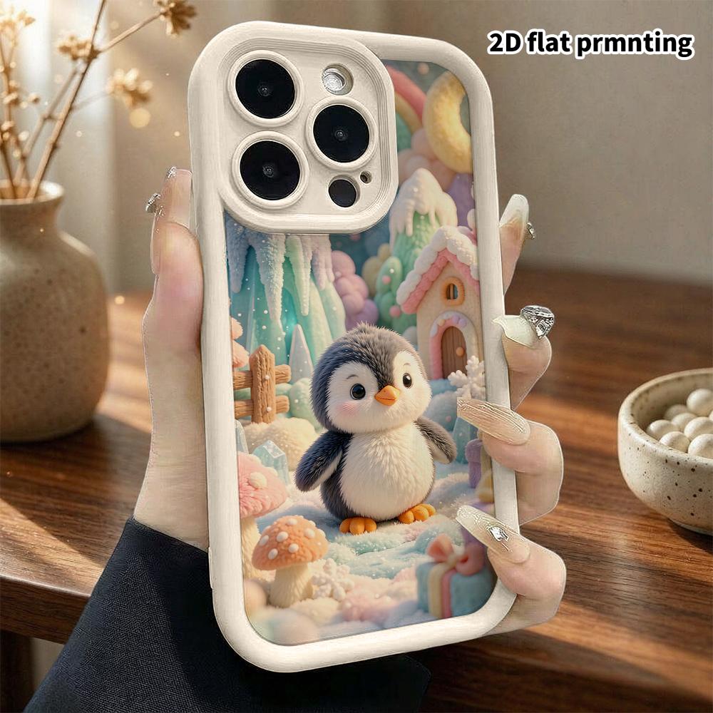 Phone Case: 2D Flat, Suitable for iPhone 18, 17, 16, 15, 14, 13, 12Pro Protective Case, Cute Little Snow Penguin, Perfect Christmas and Halloween Holi