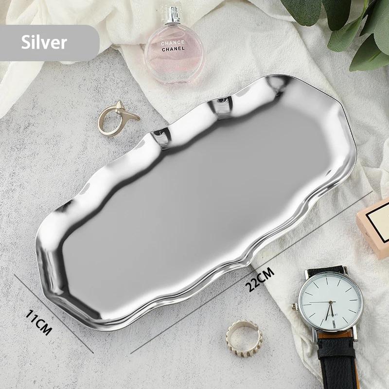 Modern Simple Stainless Steel Metal Water Drop Multi-shape Snack Tray Storage Jewelry Storage Metal Decoration Storage Organizer