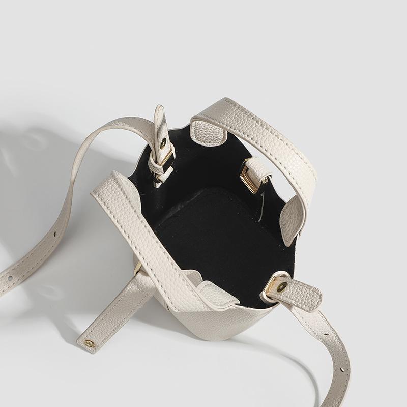 Textured Mini Food Basket Bucket Bag Versatile Women's Niche Leather Leather Shoulder Crossbody Bag