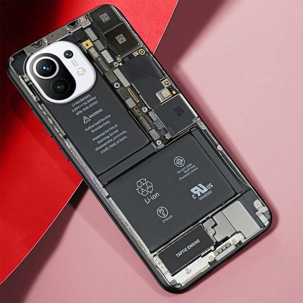Motherboard Circuit Board Case for Xiaomi Mi 11 Ultra 11T 12 10T 9T Pro 12X Note 10 9 8 Lite A3 CC9E 10S Black Soft Phone Cover