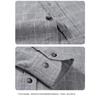 Men's Gray Grid Check Long Sleeve Button Shirt - Oversized Casual Cotton Shirt