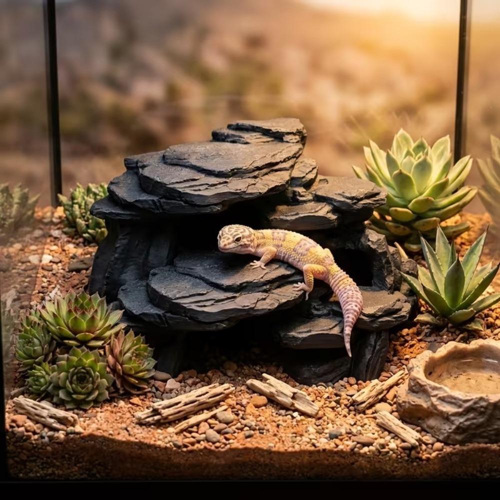 Realistic Texture Aquarium Fish Shelter Simulated Rock Reptile Resting Place Aquariums