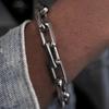 Punk Square Buckle Chain Bracelet Fashionable Creative Stainless Steel Design Casual Party for Men Jewelry