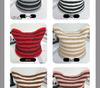 Autumn-Winter Striped Woolen Hat with Cute Cat Ears - Fashionable, Versatile Devil Design.