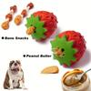 Aardbeivormige Hondenspeelbal met Voedseldispenser Tandenpoetsen Hondentanden Slijpen Speelgoed Puzzelspeelgoed