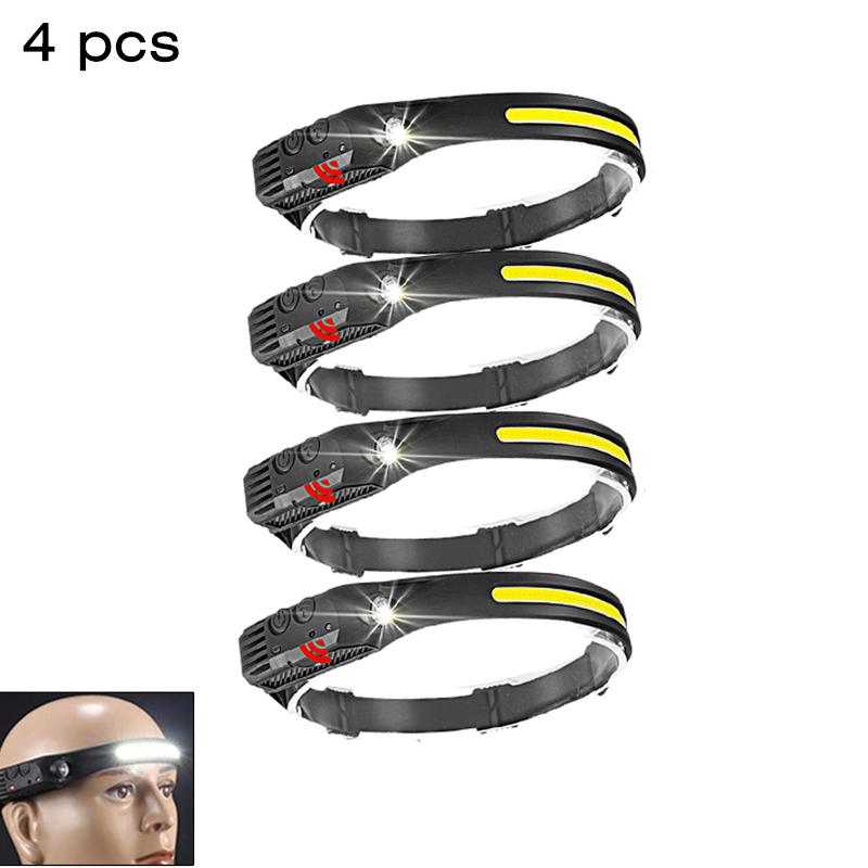 1-10PCS COB Induction Headlamp Built-in Battery Sensor Head Flashlight USB Rechargeable 5 Lighting Modes Waterproof Headlight