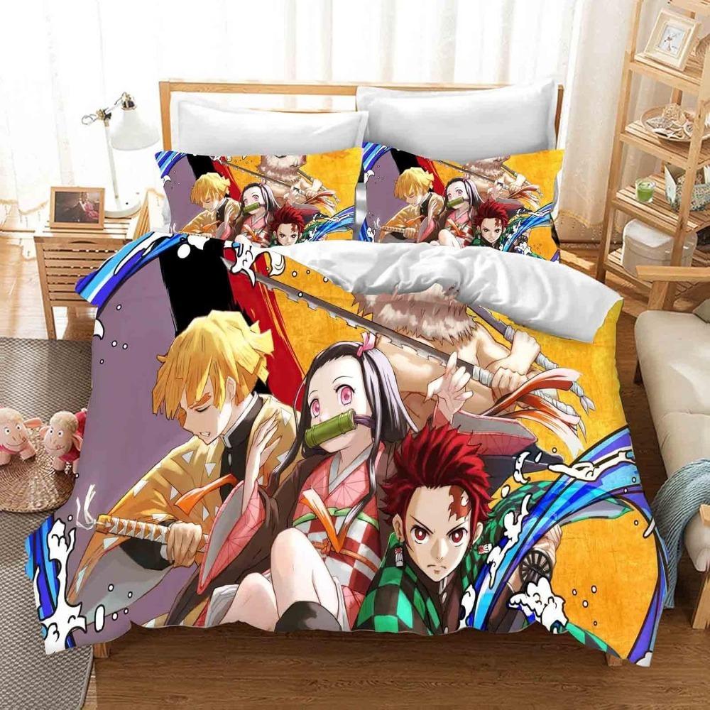 Cartoon Anime Bed Linen,Microfibre Bedding Sets, Children's Bed Linen with Zip Room Decor  Duvet Cover  for Teenagers  Adult