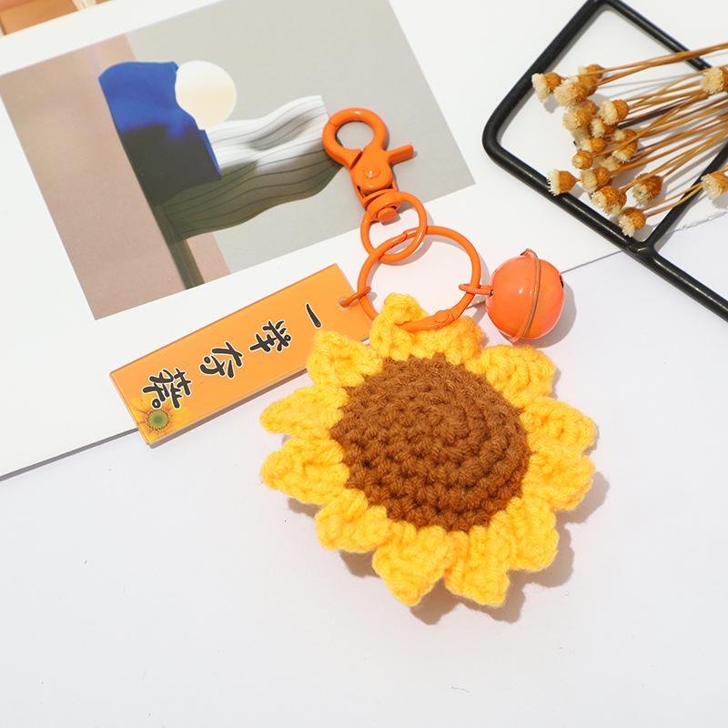 Crocheted Sunflower Champion Keychain - Car Pendant, Classmate Gift, Bag Accessory, Custom Souvenir