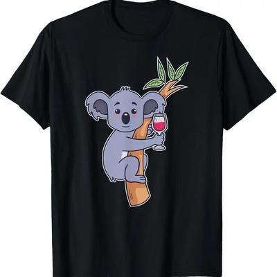 Wine Koala Cute Drink Party Australia Outback Funny T Shirt