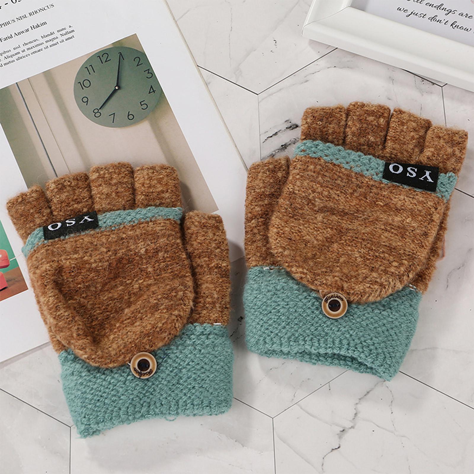 

Модные вязаные перчатки, сохраняющие тепло, плюшевые милые шерстяные перчатки для любителей One Size