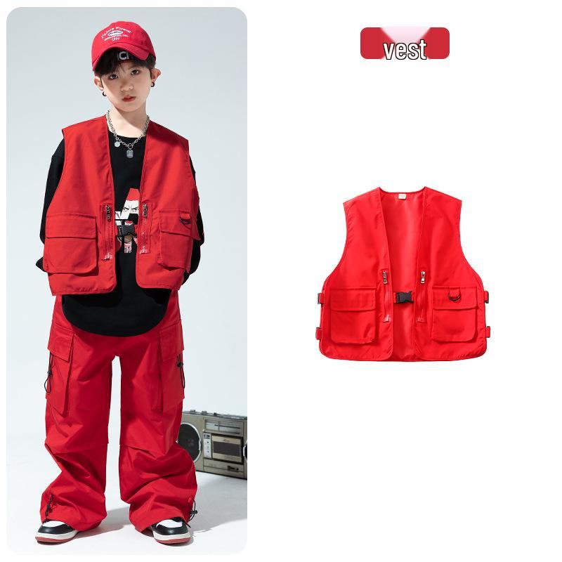 Kids' Trendy Hip Hop Dance Outfits: Boys' Cargo Pants & Girls' Jazz Costumes Set