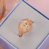 Trendy  Rose Gold Color Rings For Women Hollow Pattern Romantic Ethnic Bride Rings Unusual Wedding Daily Jewelry