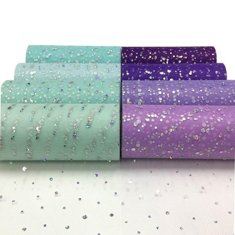 Sequin Tulle Roll 15CM X 25 Yards - Large/Small Pieces American Net Yarn