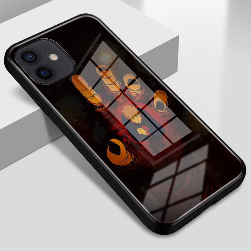Custodia per telefono in vetro Anime Yuji Itadori Satoru Gojo per iPhone 12 11 13 14 Pro Max 8 7 6 6S 14 Plus XR X XS Max SE2020