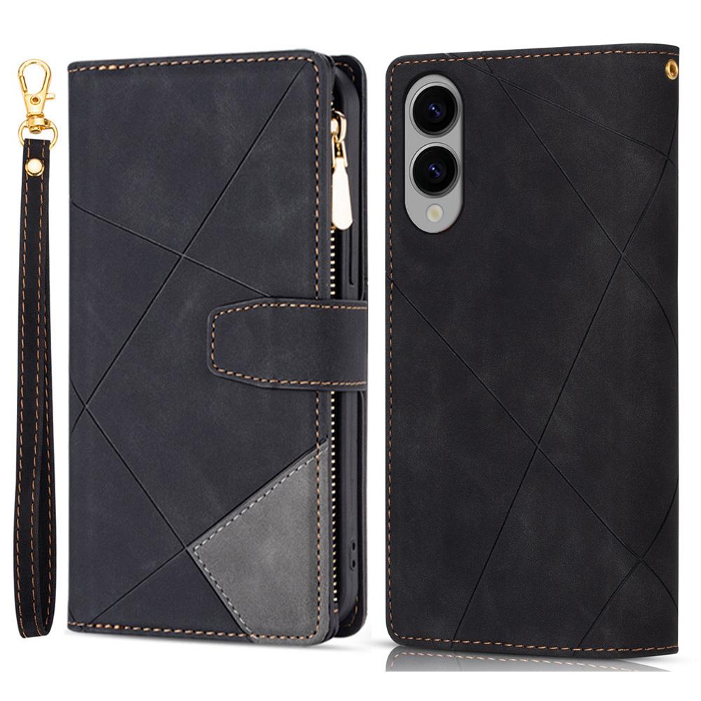 For Samsung Galaxy S25 Edge Wallet Case Color Splicing Leather Phone Cover with Stand