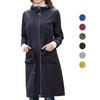 Women Long Loose Hooded Windbreaker Jacket Light Rain Outdoor Hiking Coat with Side Pocket Windcheater
