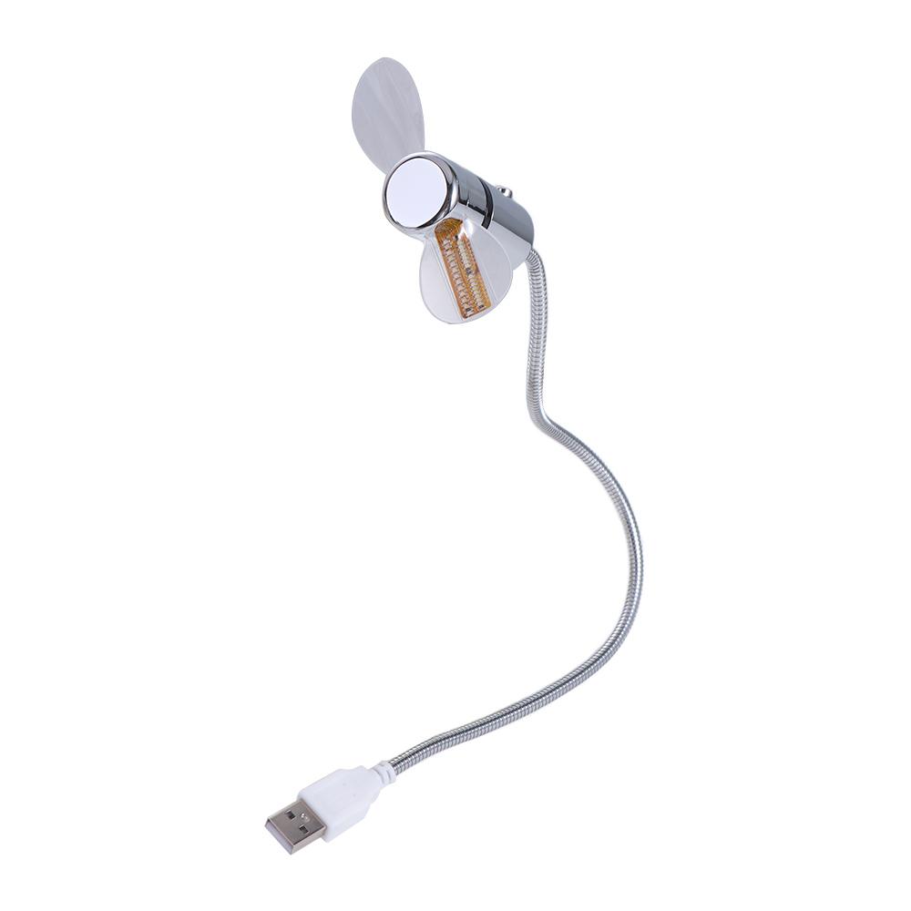 Time Temperature Display LED Clock  Fan Flexible Gooseneck Clock Cool  Fan Hand   PC Notebook