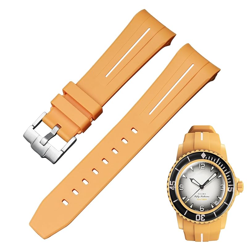 

[Jumpsunfun] 22mm watch band for Blancpain X Swatch Silicone watch strap for Blancpain Swatch Bioceramic SCUBA Fifty Fathoms compatible Comes with