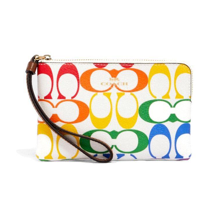 

Coach Corner Zip 16 Rainbow Monogram Canvas Leather Clutch Small Women clutch Multicolor 3289-IMCAH Basic Set (Bag+Dust Bag)