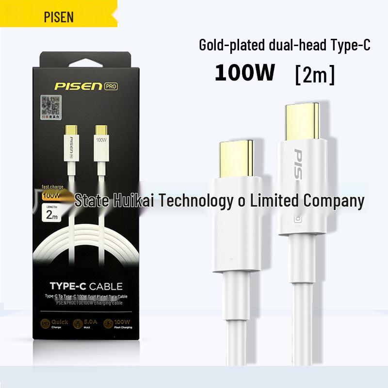 PISEN 100W Type-C Male to Male Dual-Head PD Fast Charging Cable for MacBook Pro