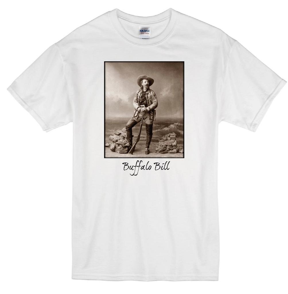 BUFFALO BILL CODY WILD WEST COWBOY LEGEND CLASSIC RETRO WHITE T-shirt