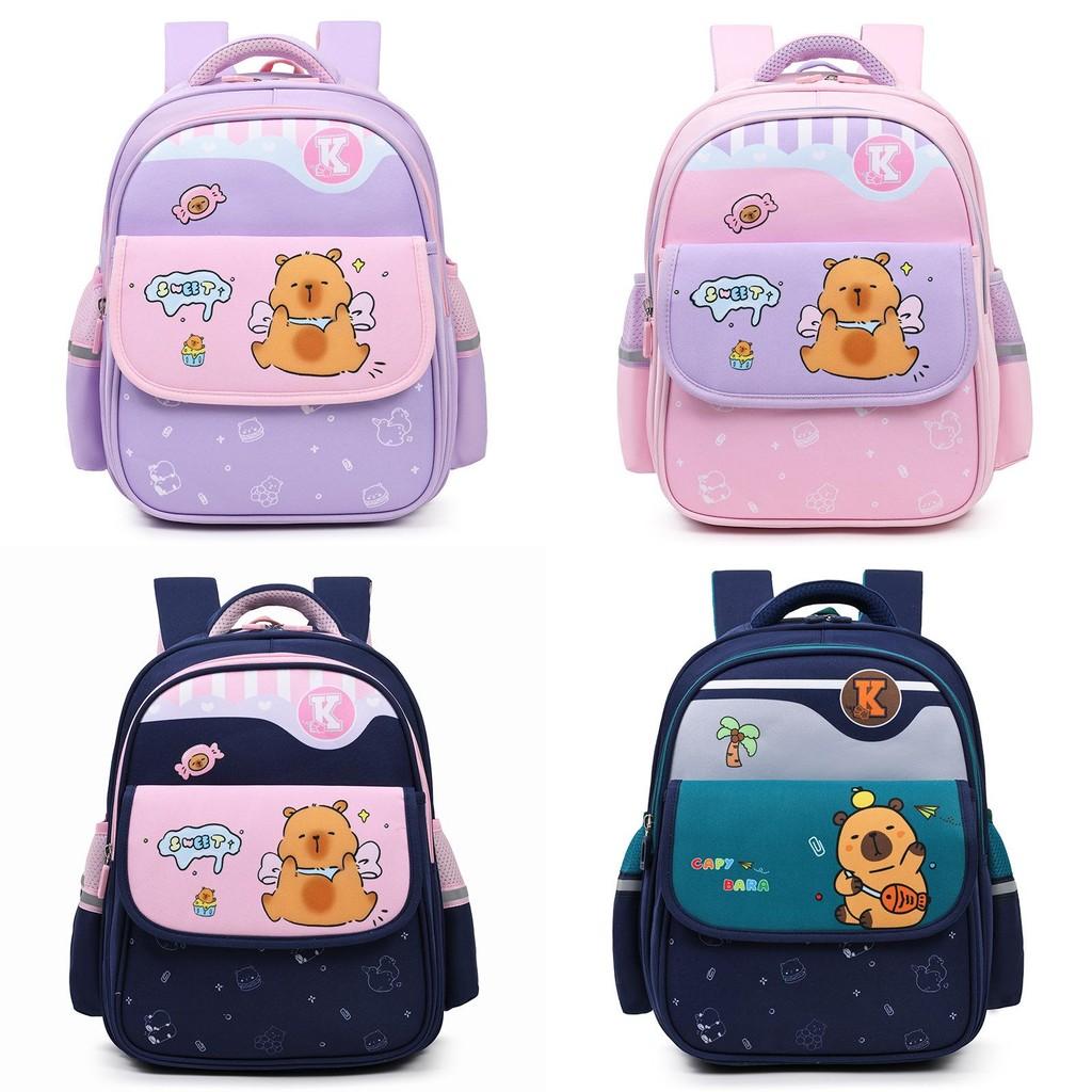 Kids Capybara Cartoon Lightweight Kindergarten Backpack For Student School Days