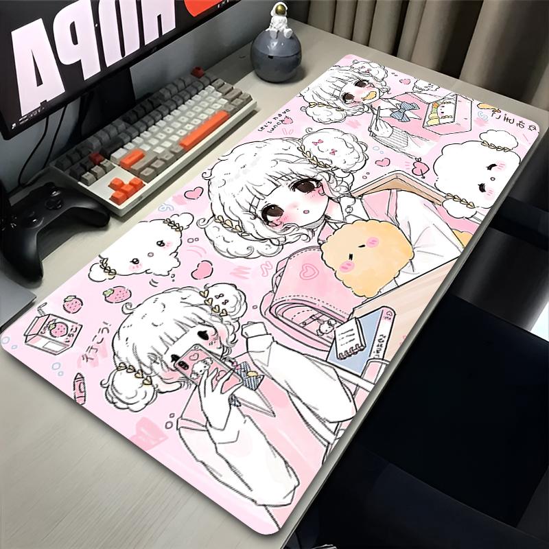 Mauspad Laptop Gaming Erweiterte Schreibtischmatte PC Kawaii Gamer Schrank Mauspad XXL Engel Anime Sexy Mädchen Tastaturteppich Rosa Teppich