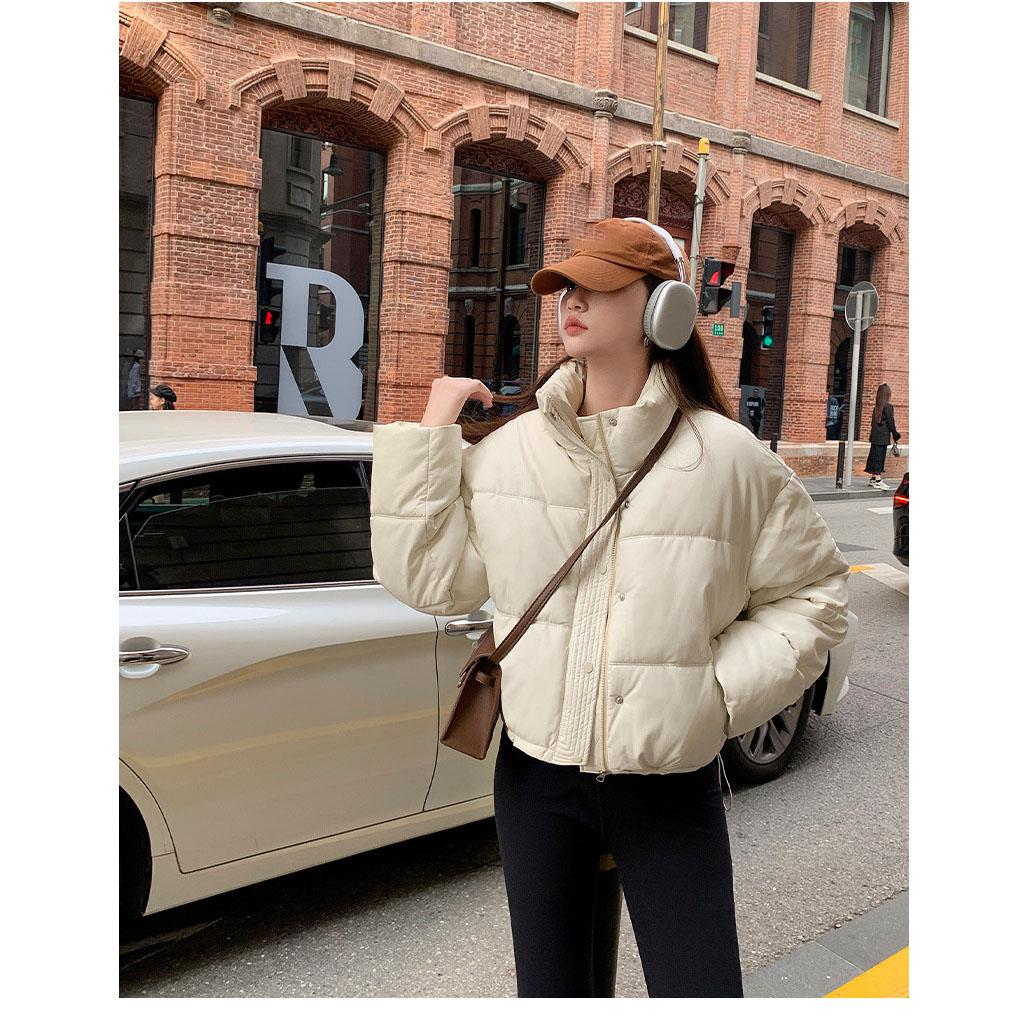 

Women Cotton Padded Jacket Winter Parkas Cropped Down Cotton Oversize Jacket Puffer Snow Coats Waterproof Outerwear XS білий