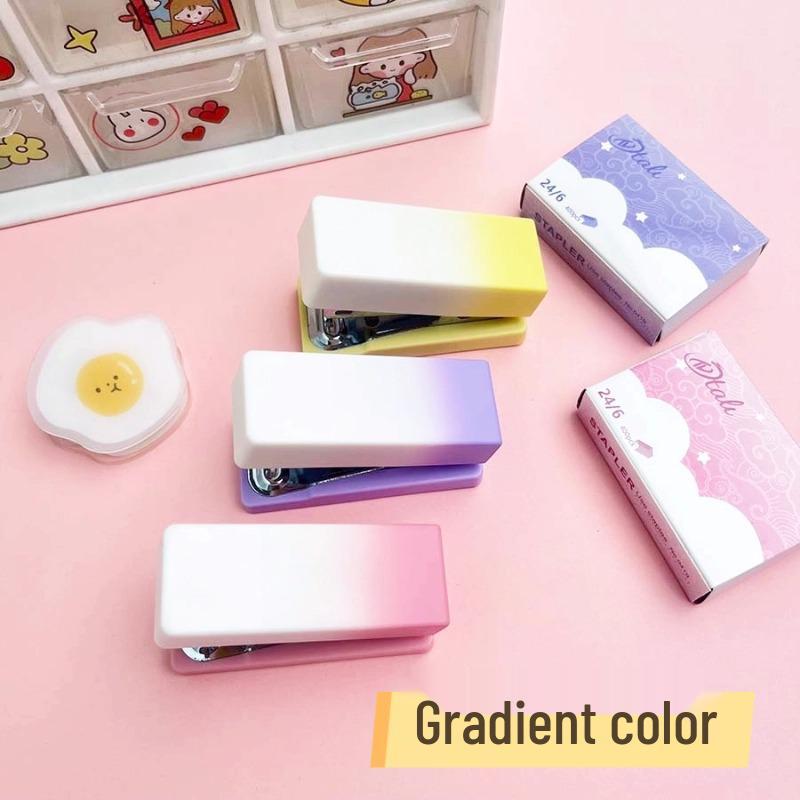 Gradient Cat Paw Mini Stapler Set - Cute, Portable Handheld Stapler for Students and Office Use