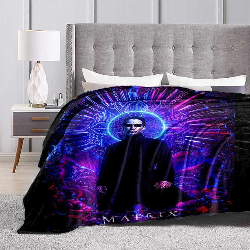 1pc The Matrix Resurrections Artwork Cartoon Blanket,Portable Throw for Travel & Camping, All Season Cozy Blanket,Ideal Gift
