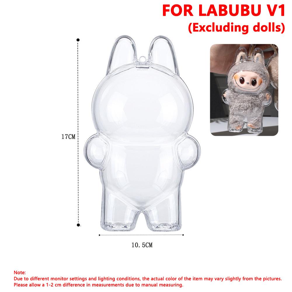 Clear Acrylic Case for Labubu Doll Blind Box Durable Protective Case for Labubu V1 V2 V3 V4 Dust and Scratch Proof Display Cover
