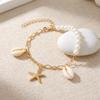 Boho Imitation Pearl Cowrie Shell Bracelet For Women Gold Color Starfish Charm Chain Bangle Summer Beach Vacation Jewelry Gift