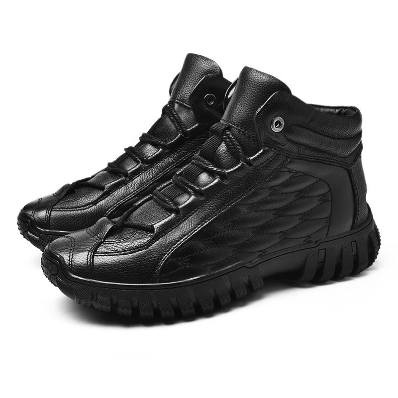 MCTIN Winter Trekking Snow Boots Warm Fur Barefoot Boots Outdoor Leather Ankle Booties Men Women Hiking Shoes