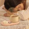 20W Thermostatic Heat Pad Electric Cup Heater Coffee Mug Warmer Cat Heating Coaster Coffee with Night Light Pink / White