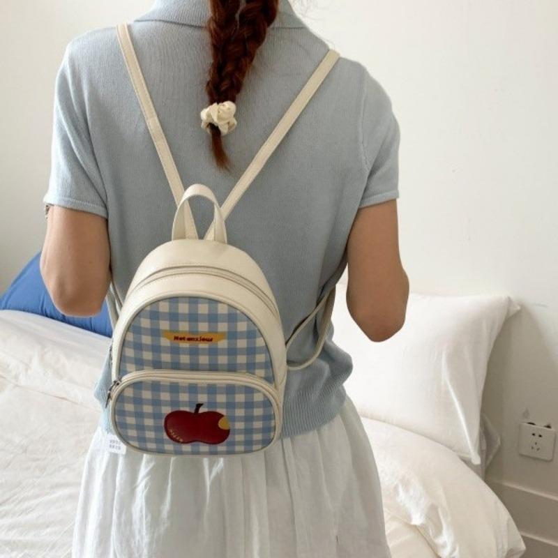 Cute Plaid Backpack Women's New Niche Design Travel Bag College Style School Bag Tide