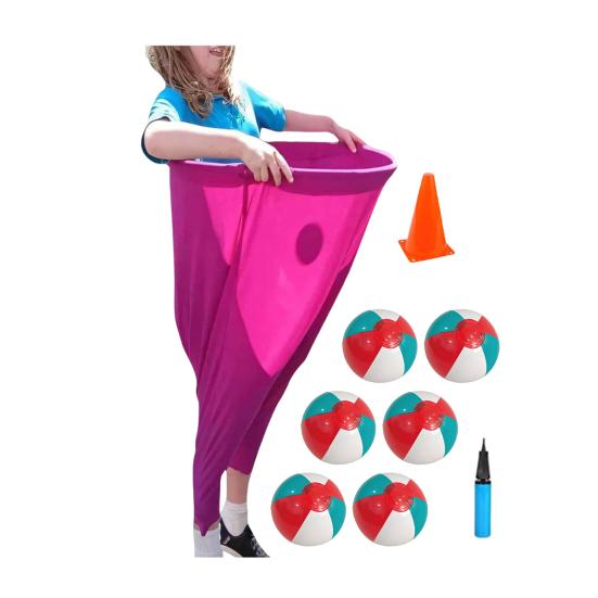 

Набор для игры во дворе «Бабушкины трусы» Гигантские игры на открытом воздухе с надувными мячами и разметочными конусами Смешные игры на лужайке для семейных встреч, вечеринок, пикников 1 pants 6 balls розы красного