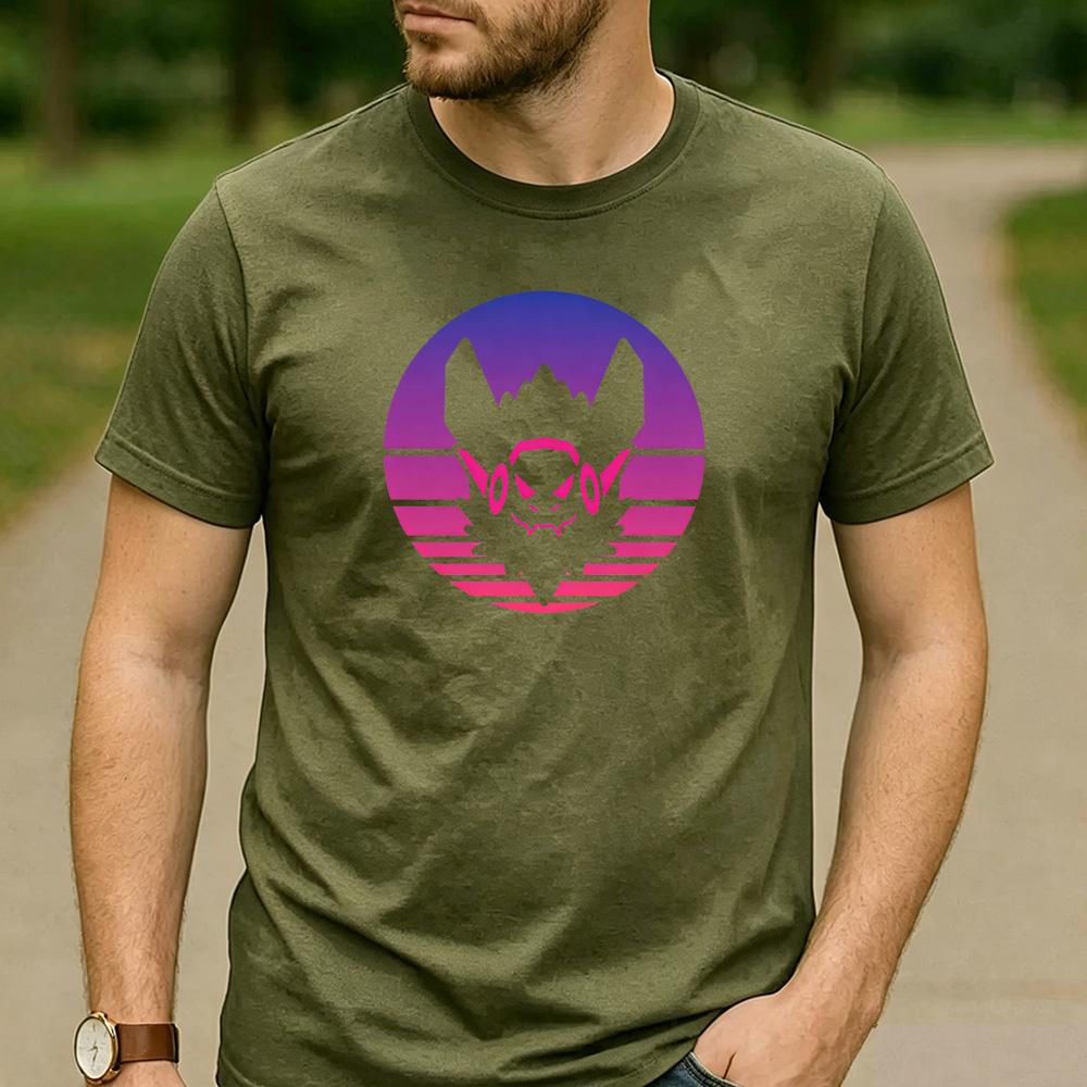 Vintage Sunset Gradient Protogen Furry Robot Head Unisex TShirt Cotton Short Sleeve Neon Futurism Fursona Casual Graphic Tees