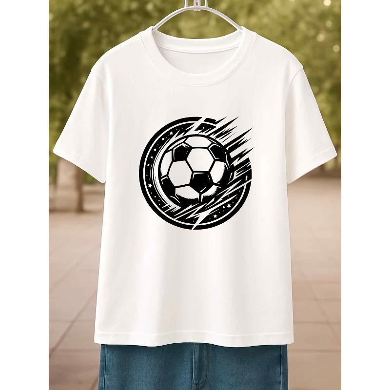 

Men s Soccer Training Jersey T-Shirt - Breathable Round Neck Short Sleeve with Dynamic Soccer Ball Print, Suitable for Gym, Running, Practice 4XL