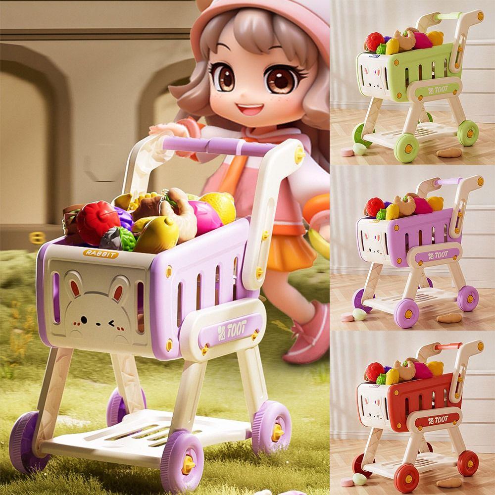 32Pcs/Set Multicolor Shopping Cart Toy Simulation Design Fruit Snacks Kitchen Toy Role Playing Playing House Role Playing Toy