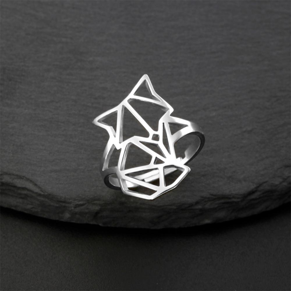 My Shape Punk Hollow Wolf Ring for Men Viking Fenrir Wolf Stainless Steel Adjustable Animal Head Finger Rings Fashion Jewelry
